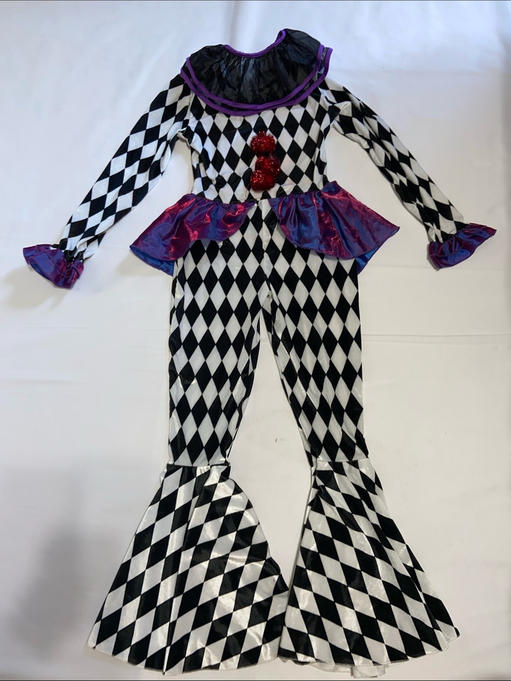 Spirit Carnival Clown Black & White Diamond Halloween Costume Girls Medium